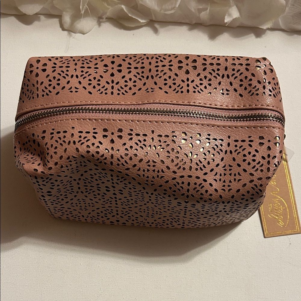 Elegant Pink Laser-Cut Cosmetic Bag